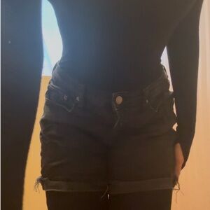 black jean shorts